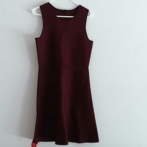 Theory Marl Flare Dress Glossed L Sleeveless Bordeaux Red nwt